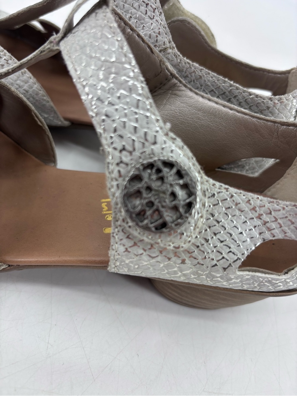 Rieker Antistress Mirjam Metallic Cut Out Perforated Mary Jane Heeled Sandals - Picture 5 of 15